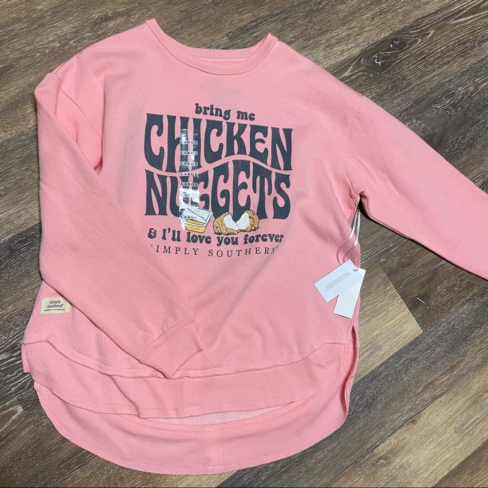 NWT Simply Southern Chicken Nugget Sweatshirt Size Large